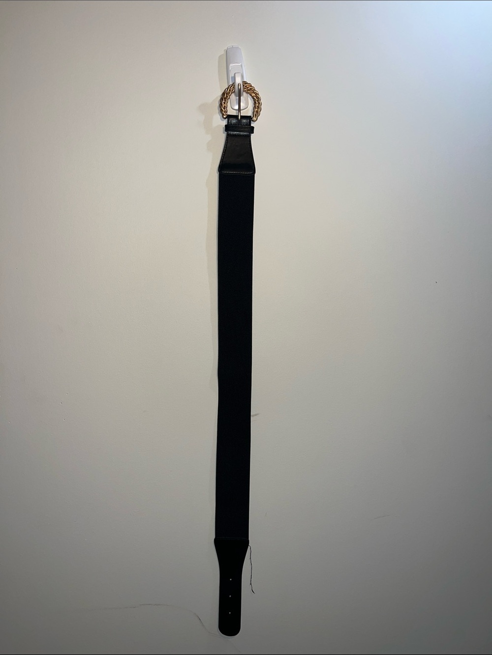 Black Elastic Belt with Gold Rope Buckle